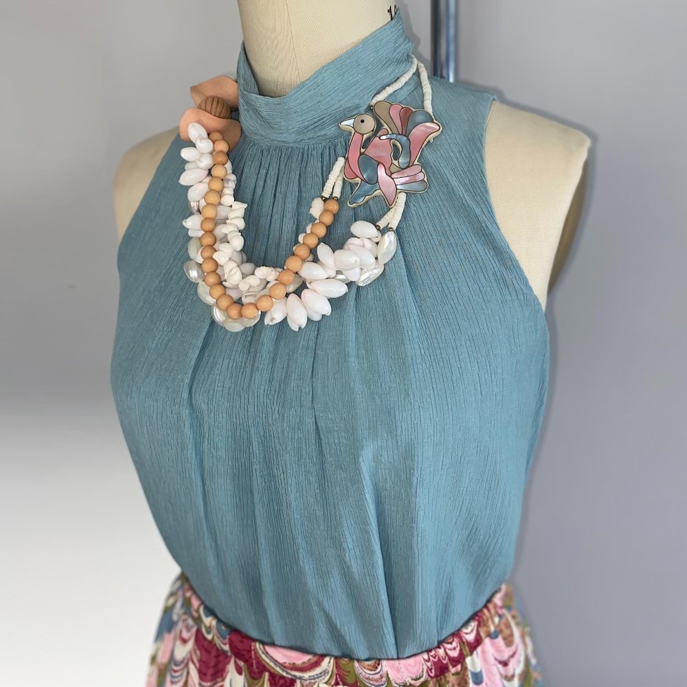 Halston Mock-Neck Sleeveless Blouse